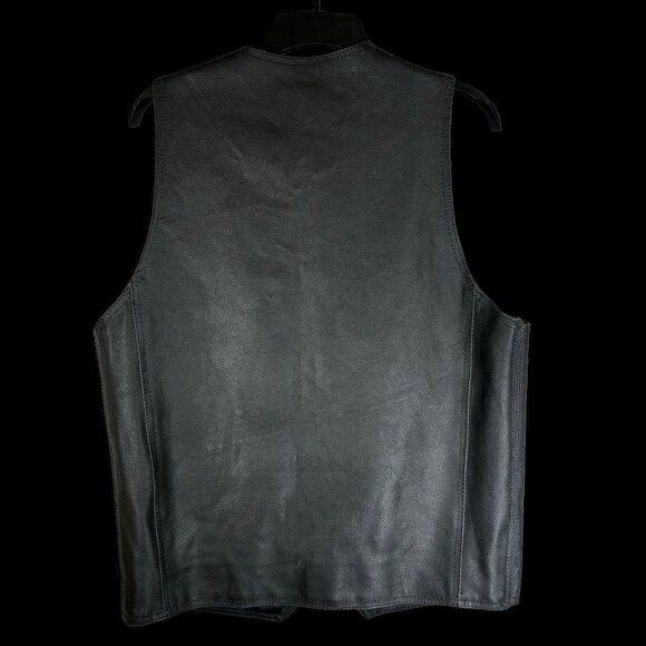 Men's Black Leather Biker Vest sz 42 Dream Apparel - Picture 3 of 8